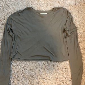 Tan cropped long sleeve top